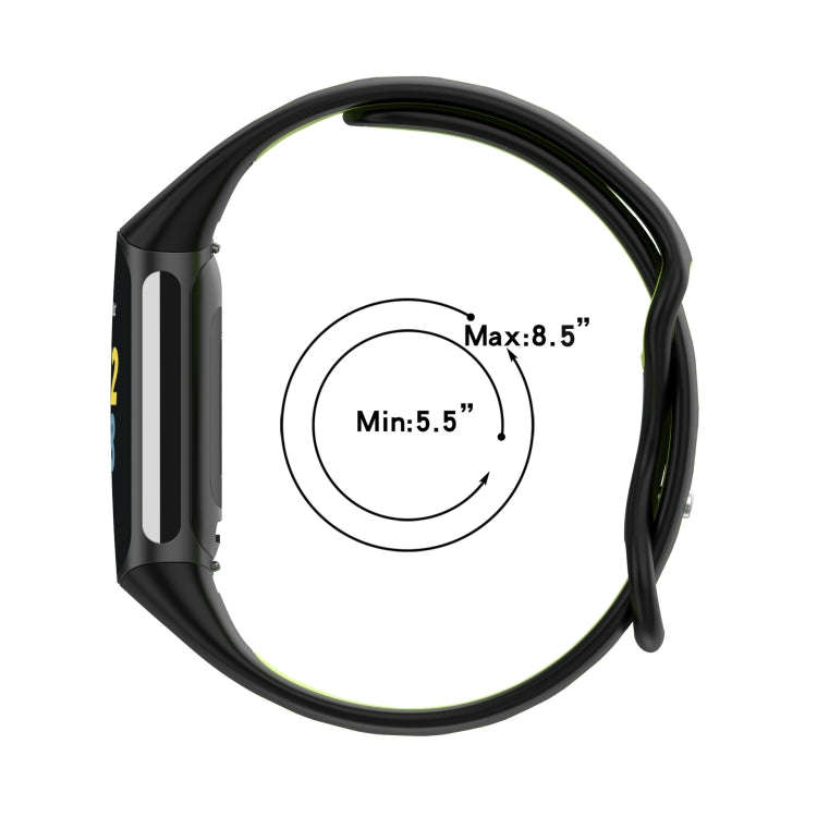 For Fitbit Charge 5 Smart Watch Sports Waterproof Two-Color Silicone Band(White Black)