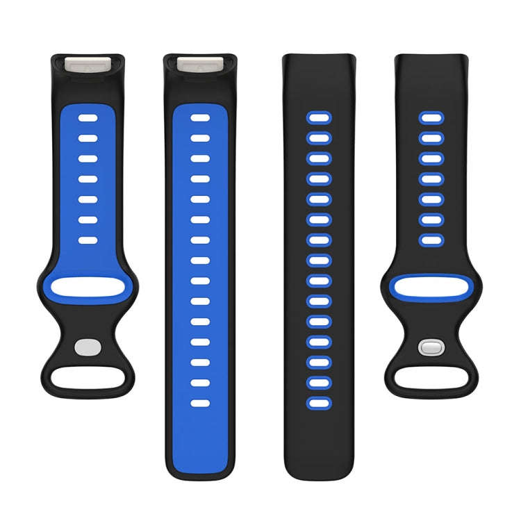 For Fitbit Charge 5 Smart Watch Sports Waterproof Two-Color Silicone Band(Black Blue)