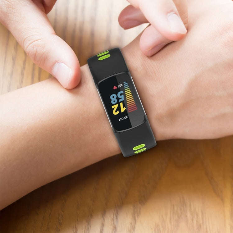 For Fitbit Charge 5 Smart Watch Sports Waterproof Two-Color Silicone Band(Black Blue)
