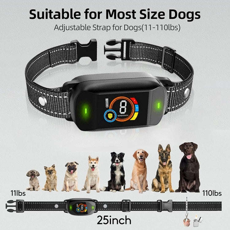 Color Screen Bark Stopper Rechargeable Waterproof Smart Dog Trainer(Black)