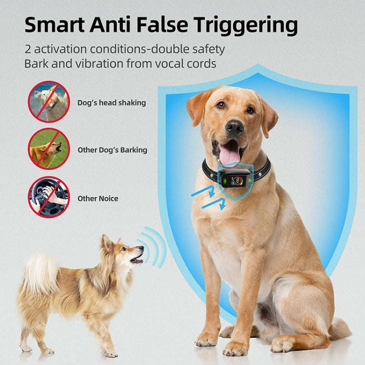 Color Screen Bark Stopper Rechargeable Waterproof Smart Dog Trainer(Black)