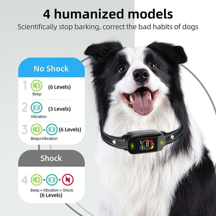 Color Screen Bark Stopper Rechargeable Waterproof Smart Dog Trainer(Black)