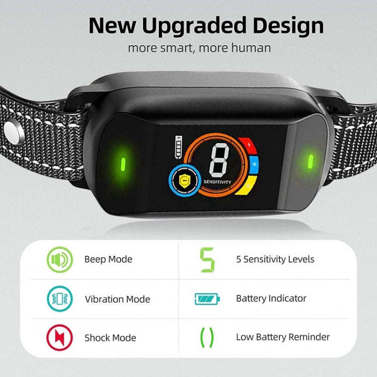 Color Screen Bark Stopper Rechargeable Waterproof Smart Dog Trainer(Black)