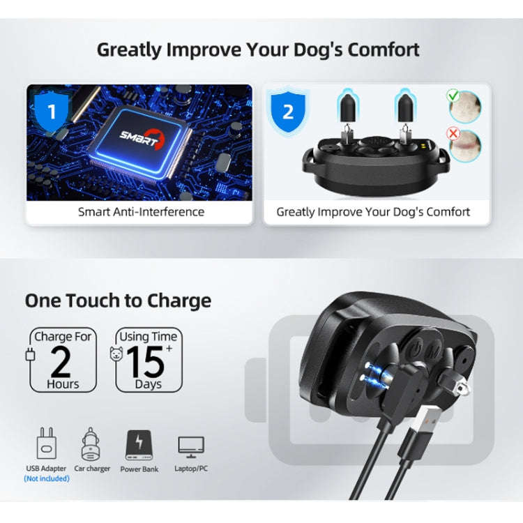 Color Screen Bark Stopper Rechargeable Waterproof Smart Dog Trainer(Black)