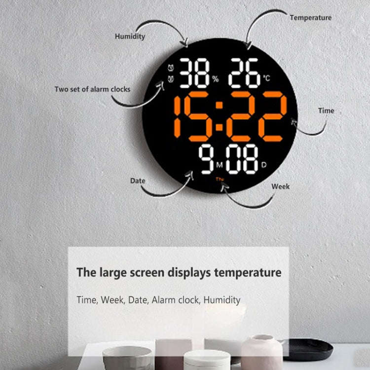 10-Inch Led Digital Wall Clock 2-Color Large Screen Electronic Clock With Temperature Display(Ora...