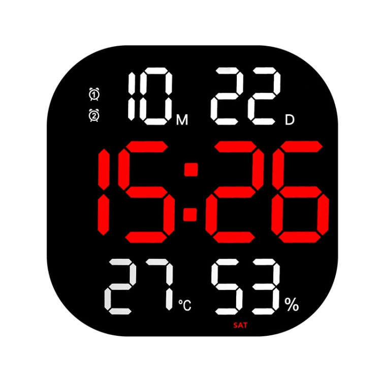 13-Inch LED Acrylic Electronic Clock Large-Screen Square Wall Clock With Timing Temperature Humid...