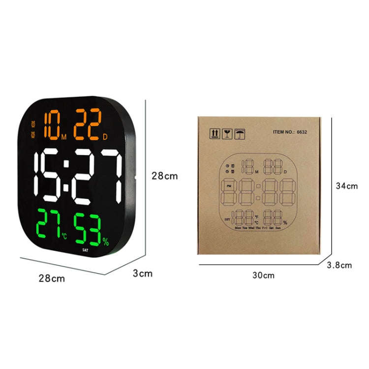 13-Inch LED Acrylic Electronic Clock Large-Screen Square Wall Clock With Timing Temperature Humid...