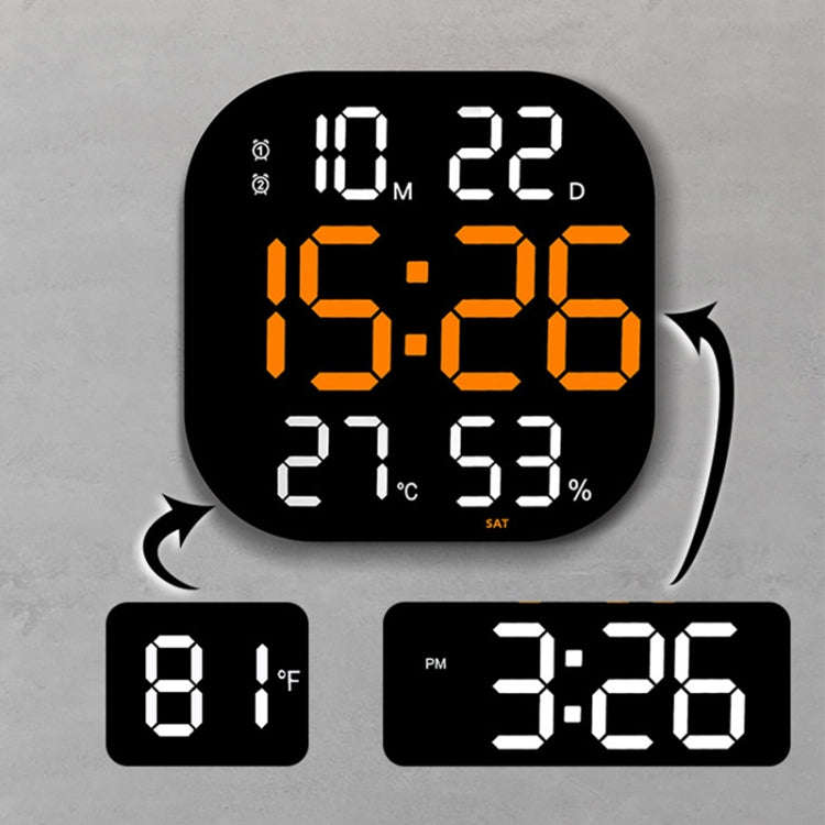 13-Inch LED Acrylic Electronic Clock Large-Screen Square Wall Clock With Timing Temperature Humid...