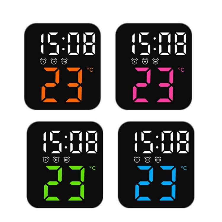 Simple Temperature Display Clock Three Alarm Clock Porch Wall Clock(Ice Blue)