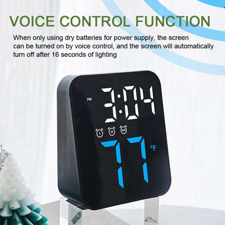 Simple Temperature Display Clock Three Alarm Clock Porch Wall Clock(Ice Blue)