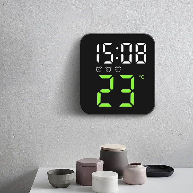 Simple Temperature Display Clock Three Alarm Clock Porch Wall Clock(Ice Blue)