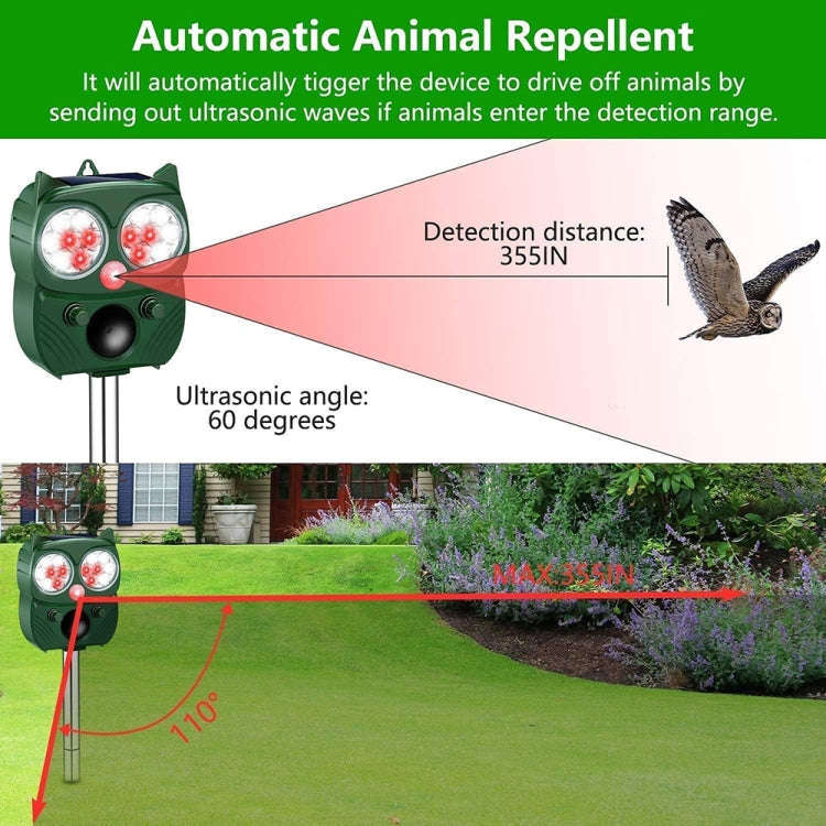 14LEDs Solar Ultrasonic Rat Repeller Outdoor Multifunctional Infrared Sensor Repeller