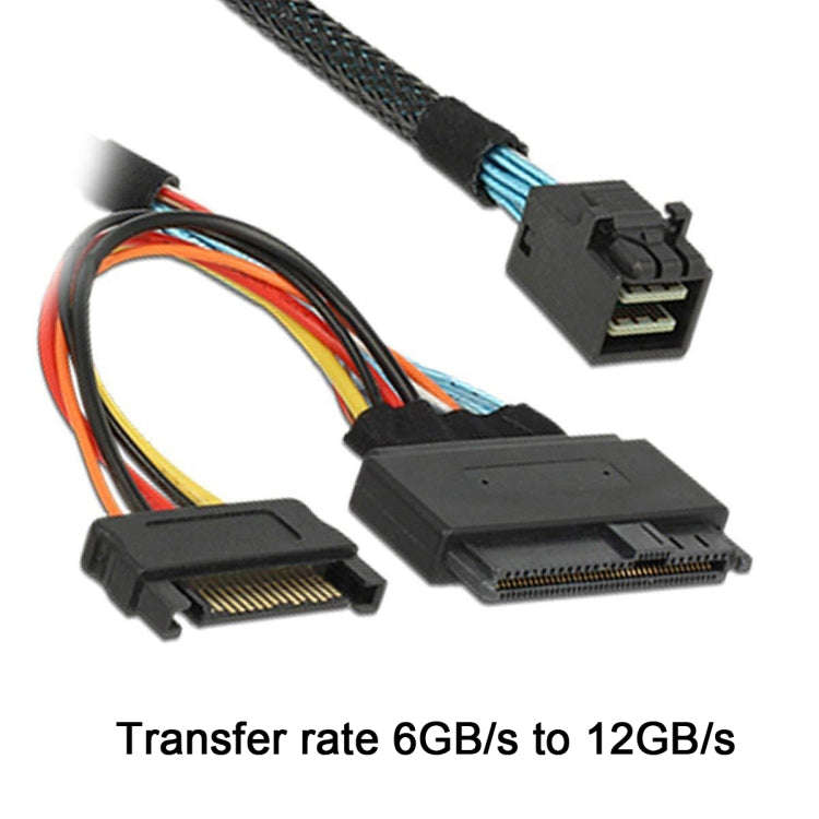 Mini SAS 36P HD8643 To MINI SAS 8639+ 15P Power Hard Drive Data Cable 0.5m