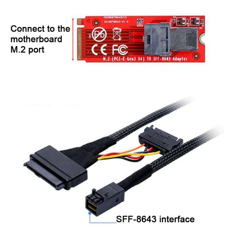 Mini SAS 36P HD8643 To MINI SAS 8639+ 15P Power Hard Drive Data Cable 0.5m