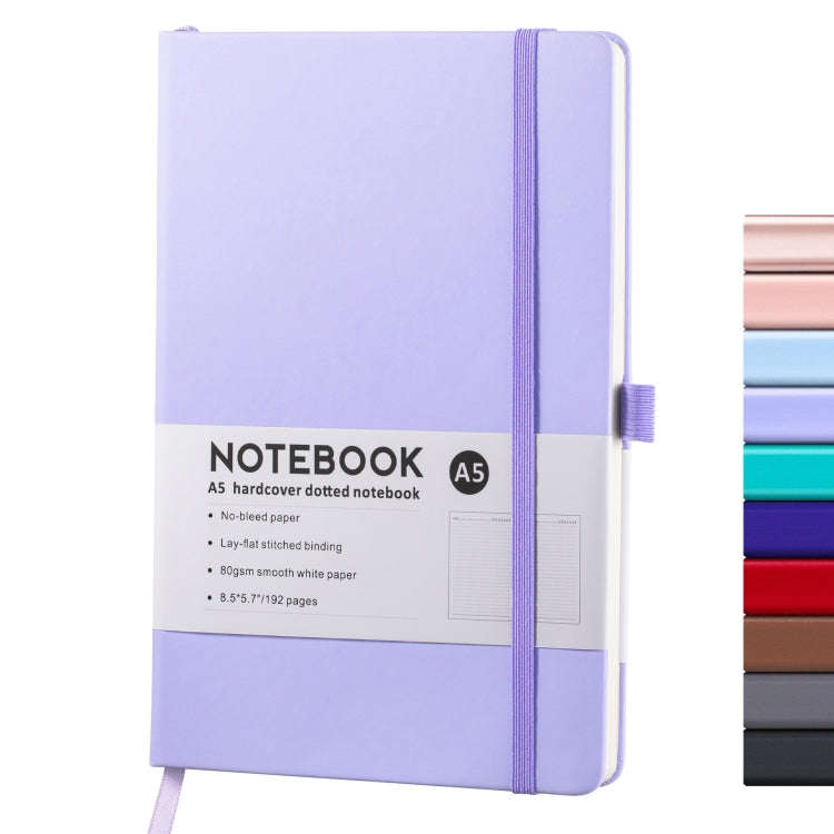 A5 PU Leather Notebook Business Notepad 96 Sheets Inner Pages(Light Purple)