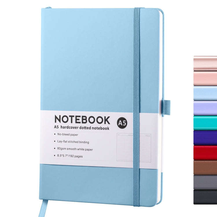 A5 PU Leather Notebook Business Notepad 96 Sheets Inner Pages(Light Blue)