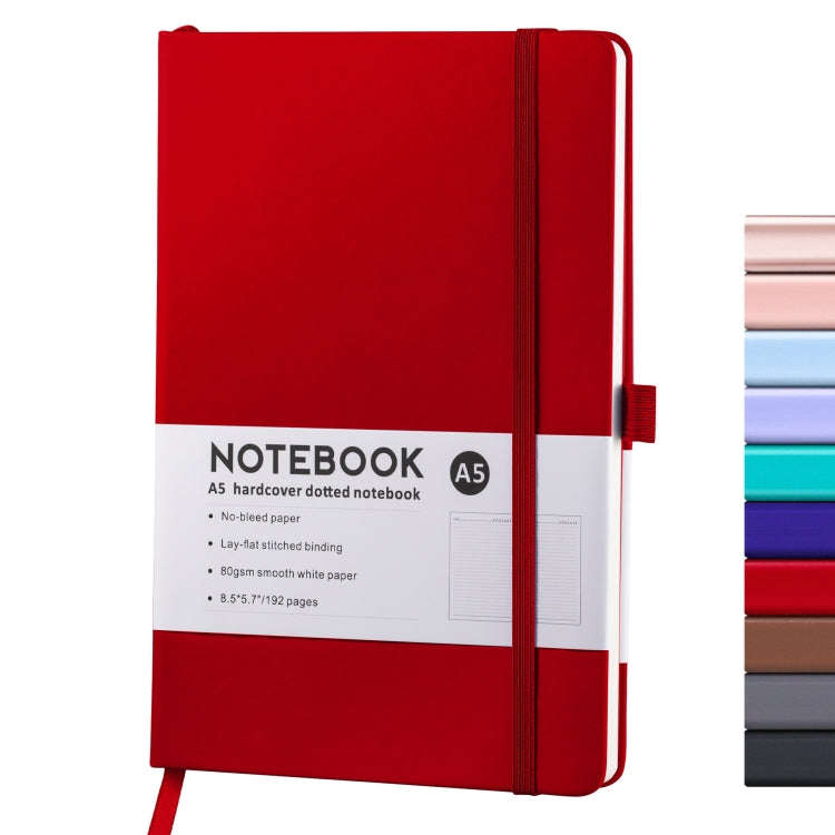 A5 PU Leather Notebook Business Notepad 96 Sheets Inner Pages(Red)