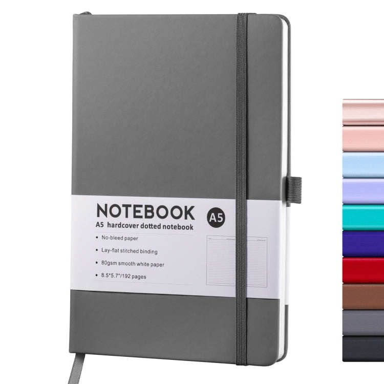 A5 PU Leather Notebook Business Notepad 96 Sheets Inner Pages(Gray)