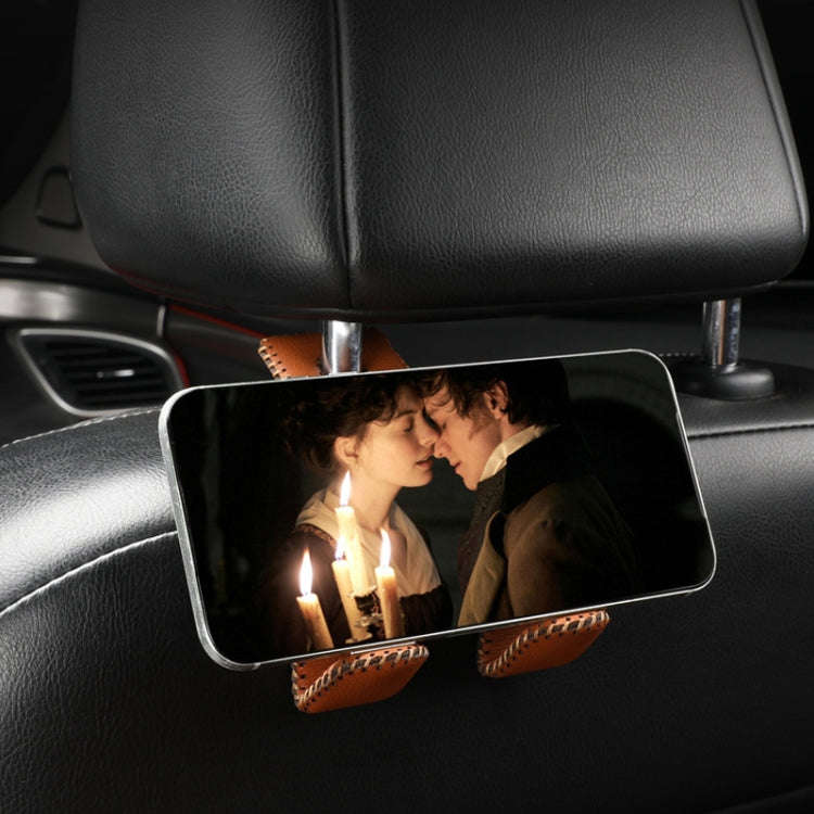 Car Double Hook Stainless Steel Rear Headrest Mobile Phone Holder(Black Red Line)