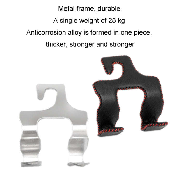 Car Double Hook Stainless Steel Rear Headrest Mobile Phone Holder(Beige)