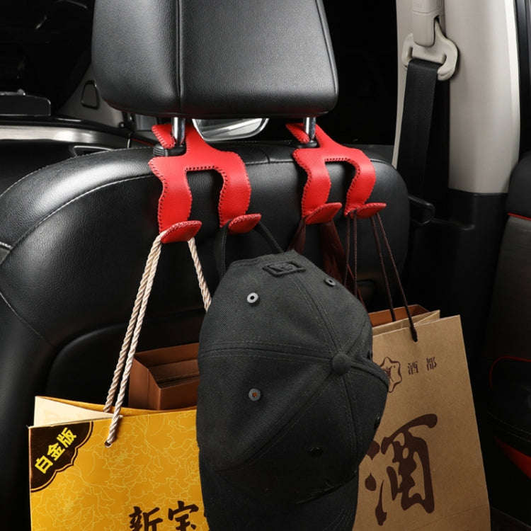 Car Double Hook Stainless Steel Rear Headrest Mobile Phone Holder(Brown)