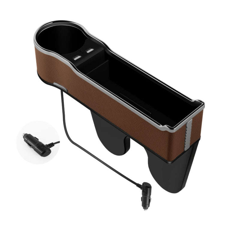 Car Seat Gap Storage Box Multifunctional Mobile Phone USB Charger, Color: QC3.0 Brown