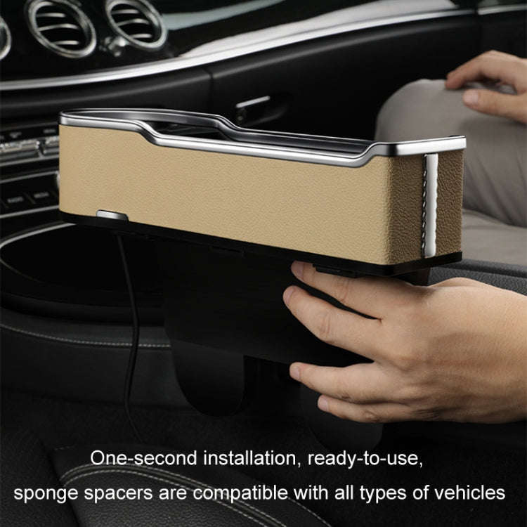 Car Seat Gap Storage Box Multifunctional Mobile Phone USB Charger, Color: QC3.0 Beige