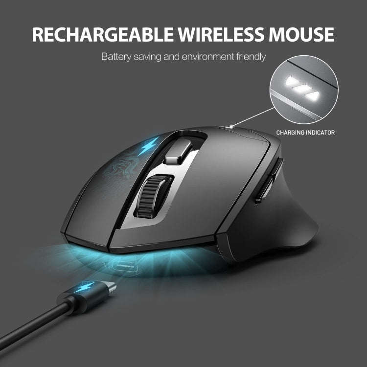 Inphic DR01 Bluetooth 3 Mode Wireless Mouse Charging Quiet Office Game Laptop Computer Home Use(B...