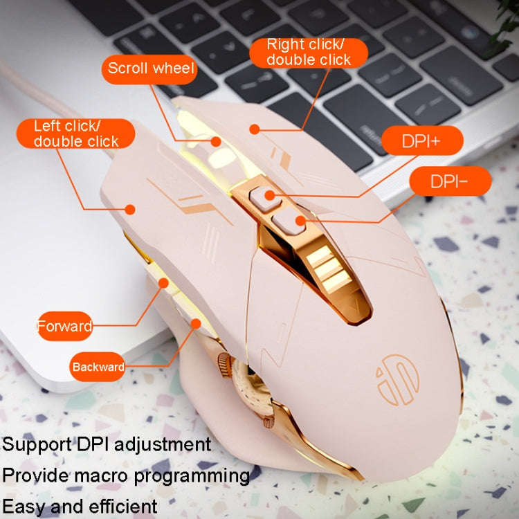 Inphic PW5 Mecha Wired Game Mouse Macro Definition Light Mute Office USB Computer Mouse