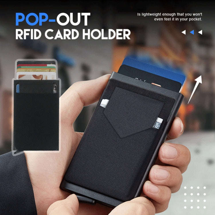 RFID Short Metal Card Case Credit Card Holder Wallet(Blue)