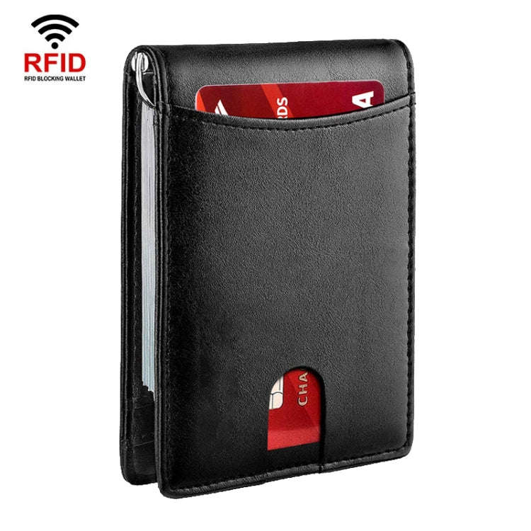 RFID Anti-Theft Brush Leather Multi Card Pocket Coin Wallet Credit Card Case(Flat Pattern+Black I...