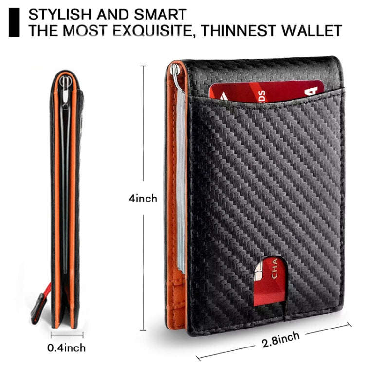 RFID Anti-Theft Brush Leather Multi Card Pocket Coin Wallet Credit Card Case(Flat Pattern+Blue In...