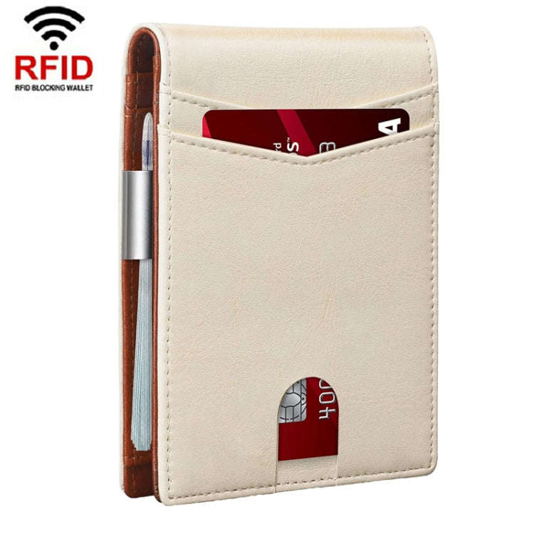 RFID Anti-Magnetic And Anti-Theft Leather Multi-Card Credit Card Wallet Coin Purse(Beige)