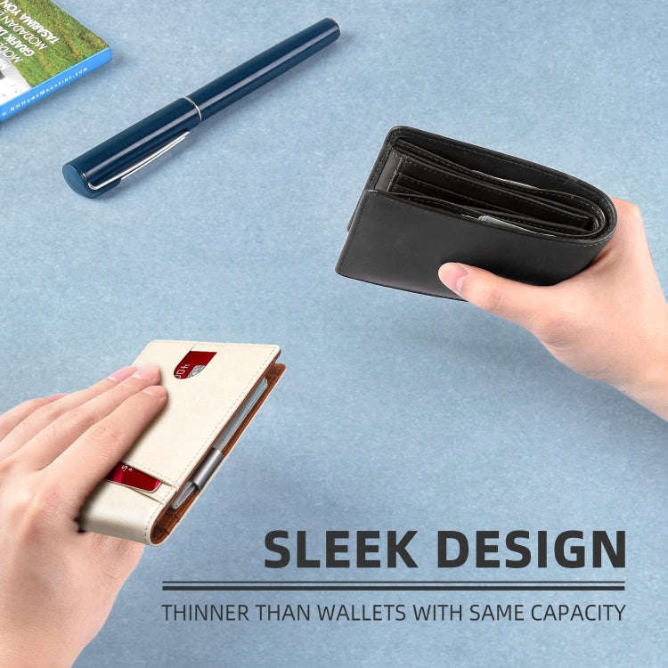 RFID Anti-Magnetic And Anti-Theft Leather Multi-Card Credit Card Wallet Coin Purse(Beige)