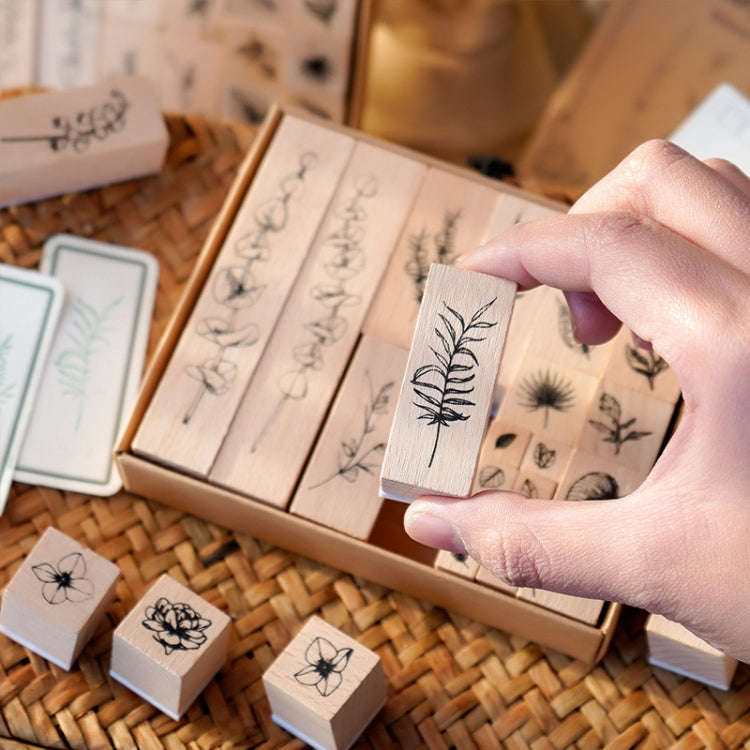 Handbook Seal Holly Wood Rubber Stamp Set(Greenness and Vitality)