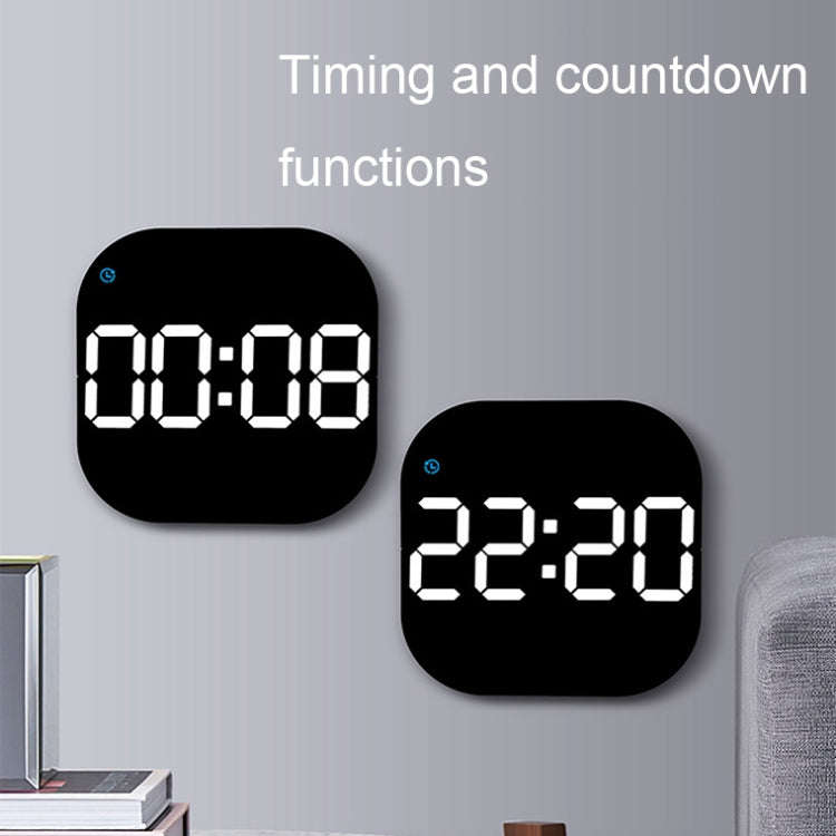 6633 LED Screen Digital Display Timing Desktop Alarm Clock Living Room Hanging Clock(White Light)