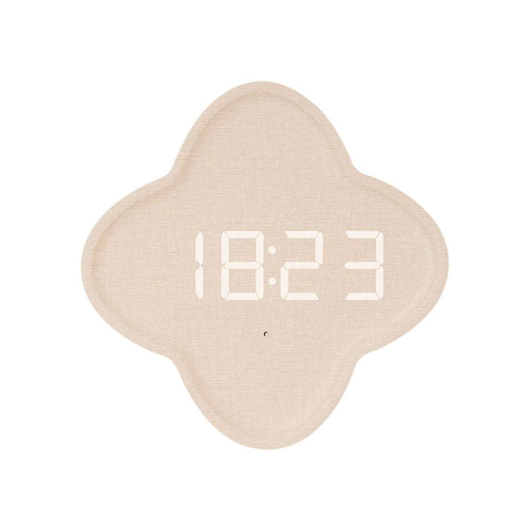 G236 LED Digital Display Flower Shape Living Room Wall Clock(Cotton Linen)