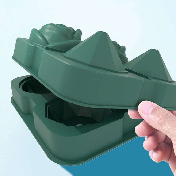 4-Holes Rose Diamond Shape Cocktail Ice Cube Molds Silicone Ice Ball Maker, Color: Dark Green wit...