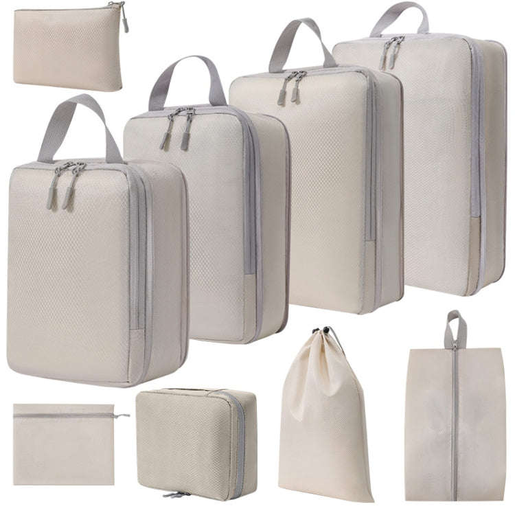 9 In 1  Compression Packing Cubes Expandable Travel Bags Luggage Organizer(Beige)