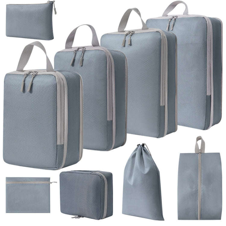 9 In 1  Compression Packing Cubes Expandable Travel Bags Luggage Organizer(Gray)