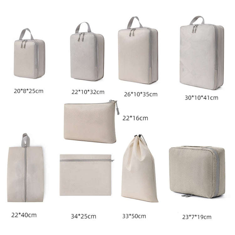 9 In 1  Compression Packing Cubes Expandable Travel Bags Luggage Organizer(Gray)