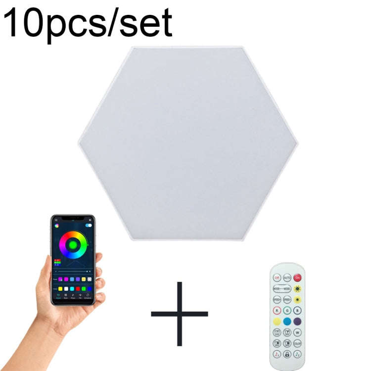 10pcs/set RGB Symphony Hexagon Lights DIY Bedside Ambient Wall Lamp Smart Honeycomb Light(Bluetoo...