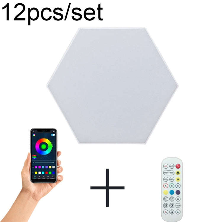 12pcs/set RGB Symphony Hexagon Lights DIY Bedside Ambient Wall Lamp Smart Honeycomb Light(Bluetoo...