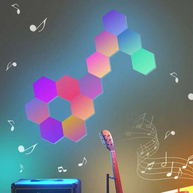 10pcs/set RGB Symphony Hexagon Lights DIY Bedside Ambient Wall Lamp Smart Honeycomb Light(WIFI-APP)