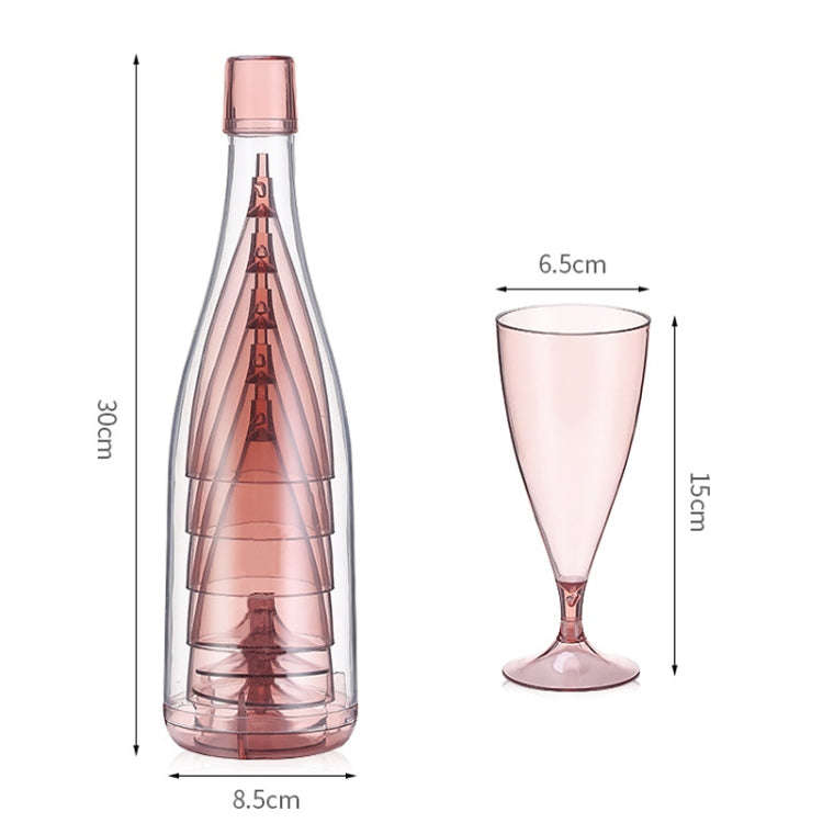 5 Champagne Wine Glasses + Wine Bottle Set Transparent Plastic Cup for Picnics(Transparent Blue)