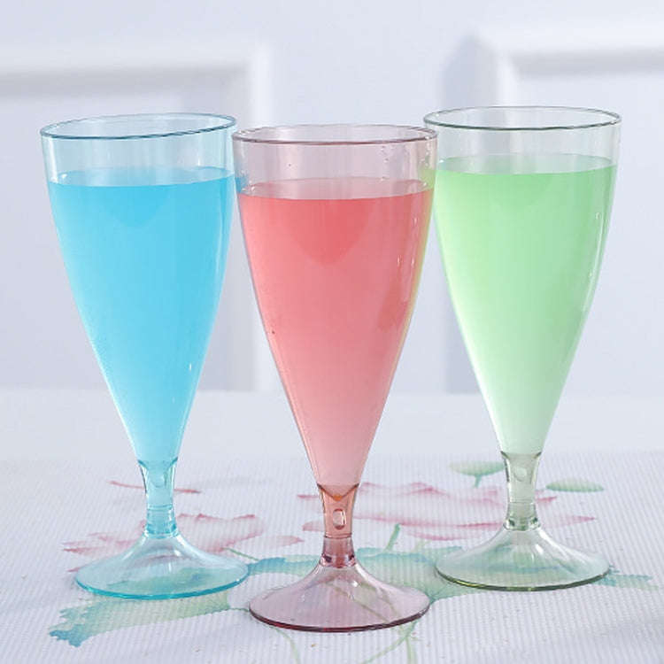 5 Champagne Wine Glasses + Wine Bottle Set Transparent Plastic Cup for Picnics(Transparent Blue)