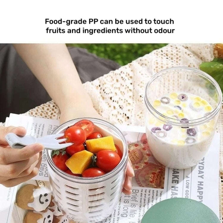 600ml Fruit and Veggie Snack Cup with Lid and Fork Airtight Leak-proof Salad Box(Blue)