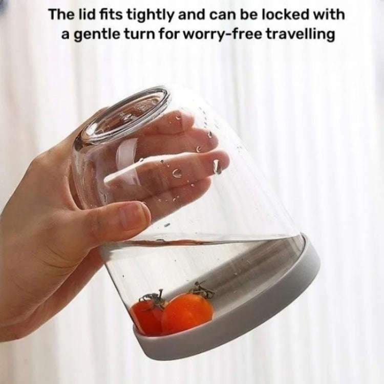 600ml Fruit and Veggie Snack Cup with Lid and Fork Airtight Leak-proof Salad Box(Green)