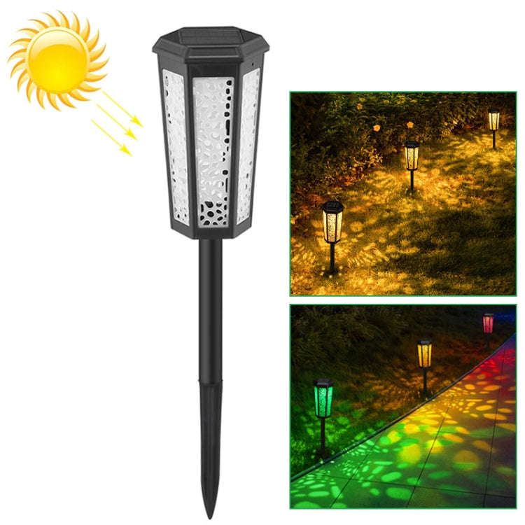 Hexagonal Hollow Solar Ground Lawn Lamp LED Outdoor Waterproof Decorative Garden Light(Warm Light...