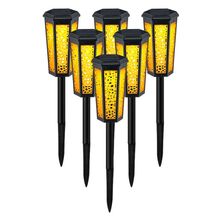 Hexagonal Hollow Solar Ground Lawn Lamp LED Outdoor Waterproof Decorative Garden Light(Warm Light...